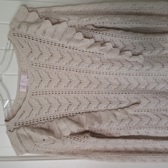 Rachel Parcell Pointelle Open Knit Ruffle Sweater Wool Alpaca Blend Size S - Picture 6 of 10